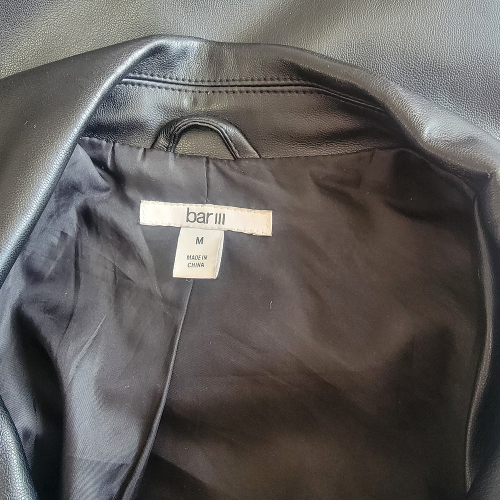 BAR III Black Faux Leather Women's Biker Jacket - Picture 7 of 10